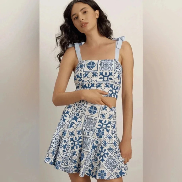 NWT Maeve Embroidered Tile Print Mini Skirt - Picture 1 of 7